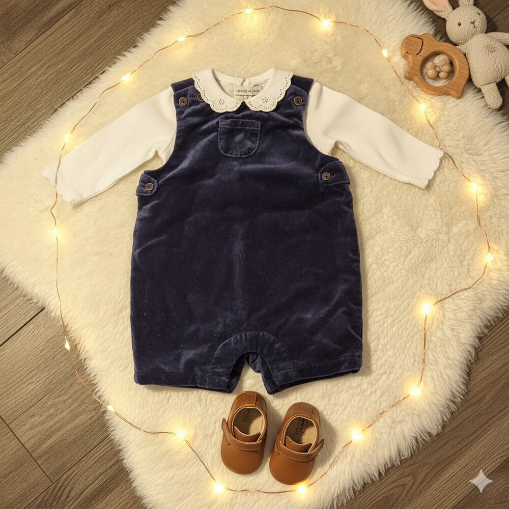 Janie and Jack Holiday Velvet Romper Jumpsuit 0-3 month Christmas